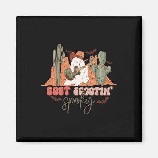 Aimant Retro Western Halloween Cute Ghost Fun Boot Scooti (Devant)