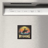 Aimant Retro Wyoming Cowboy (In Situ (Lave-vaisselle))