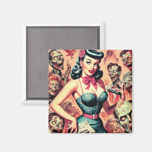 Aimant Retro Zombies Pin-up (Recto/Verso)