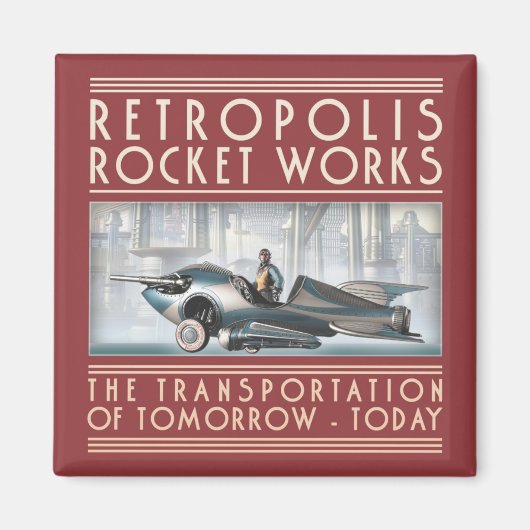 Aimant Retropolis Carré Rocket Works (Devant)