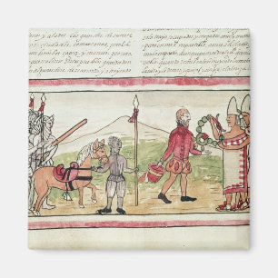 Aimant Réunion de Hernando Cortes et de Montezuma