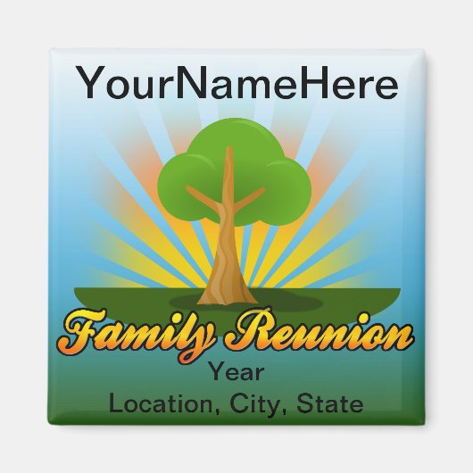 Aimant Réunion familiale personnalisée, arbre vert avec r (Devant)