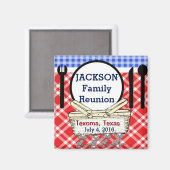 Aimant Réunion - Pique-nique rouge, blanc et bleu ou barb (Recto/Verso)