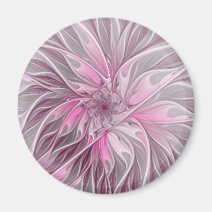 Aimant Rêve de fleur rose fractal, Motif d'Imaginaire flo
