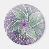 Aimant Rêve de fleurs, Abstrait violet vert Fractal Art (Devant)