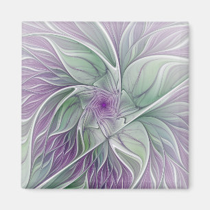 Aimant Rêve de fleurs, Abstrait violet vert Fractal Art