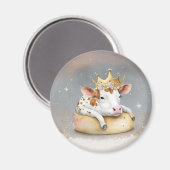Aimant Rêve de vache royale sur le trône de fromage (Recto/Verso)