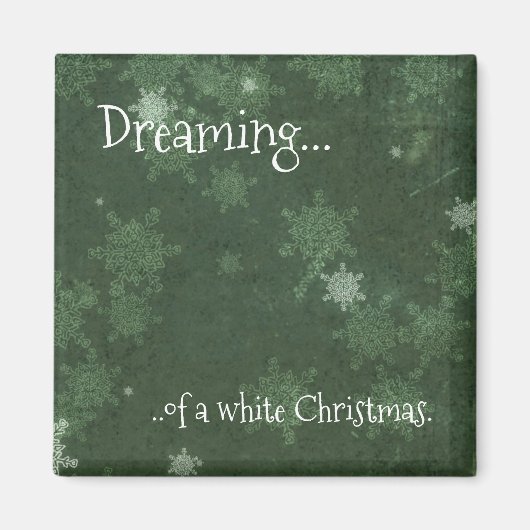Aimant Rêver d'un blanc flocon de neige de Noël sur vert (Devant)