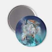 Aimant Rêveur indien et loup à tête ethnique (Recto/Verso)