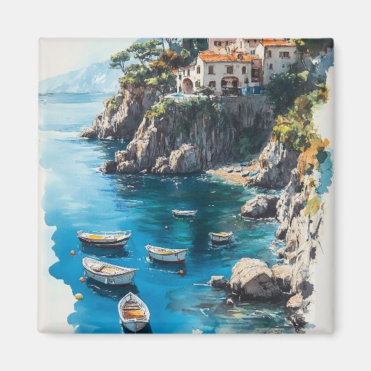 Aimant Rêveuse Côte d'Amalfi : Conception de Peinture à l (Devant)