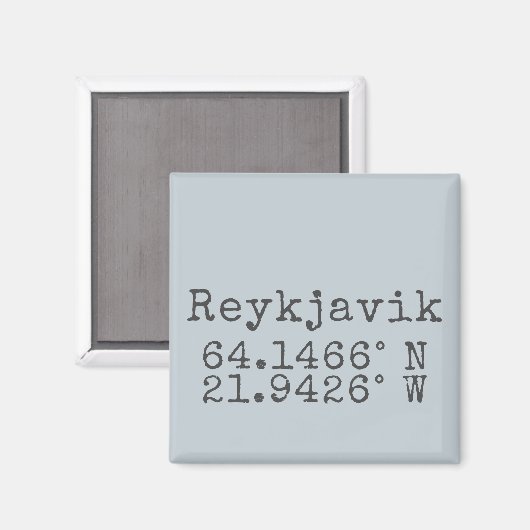 Aimant Reykjavik Islande Latitude Longitude (Recto/Verso)