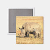 Aimant rhinocéros mignons en afrique (Recto/Verso)