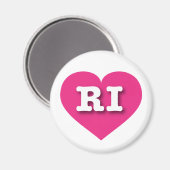 Aimant Rhode Island Hot Pink Heart - I love RI (Recto/Verso)