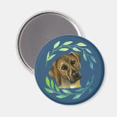 Aimant Rhodesian Ridgeback avec aquarelle de couronne (Recto/Verso)