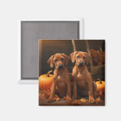 Aimant Rhodesian Ridgeback Chiot Automne Citrouille délic (Recto/Verso)