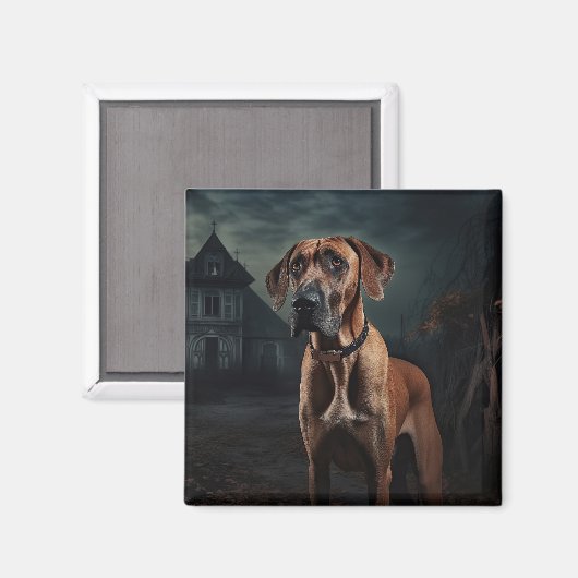 Aimant Rhodesian Ridgeback Halloween effrayant (Recto/Verso)
