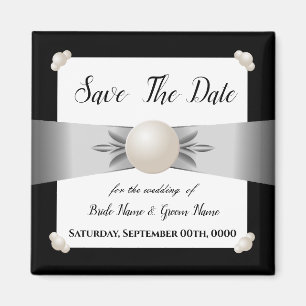 Aimant Ribbon blanc et noir Pearl Photo Enregistrer la da