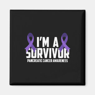 Aimant Ribbon Violet Je Suis Un Survivant Cancer Pancréat