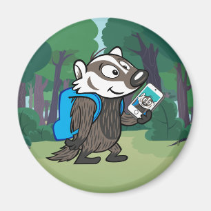 Aimant Ricky Raccoon Selfie d'un blaireau de Boomer