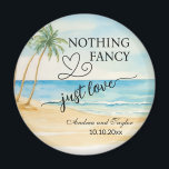Aimant Rien de fantaisie Juste Amour Élégant Mariage fave<br><div class="desc">Un design de mariage élégant avec plage aquarelle et palmiers que vous pouvez customiser avec vos détails.</div>
