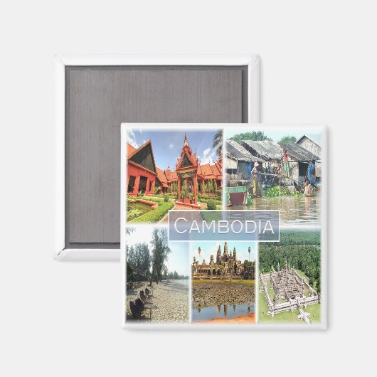 Aimant Rif. KH *Cambodge, Angkor Wat, Phonom Penh, réfrig (Recto/Verso)