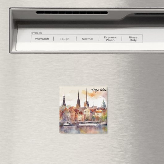 Aimant Riga Lettonie couleur aquarelle Ville Vue (In Situ (Lave-vaisselle))