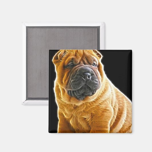Aimant Rincement, Chinois Shar Pei Chien Coquelicot (Recto/Verso)