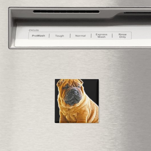 Aimant Rincement, Chinois Shar Pei Chien Coquelicot (In Situ (Lave-vaisselle))