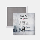 Aimant Rinde d'hiver Aquarelle gris rustique Anniversaire (Recto/Verso)