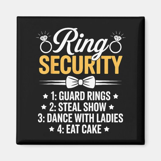 Aimant Ring Security Wedding Party Funny Ring Bearer  (Devant)