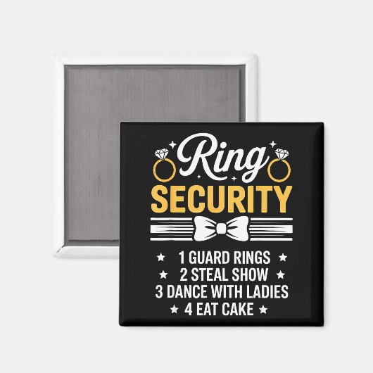 Aimant Ring Security Wedding Party Funny Ring Bearer  (Recto/Verso)