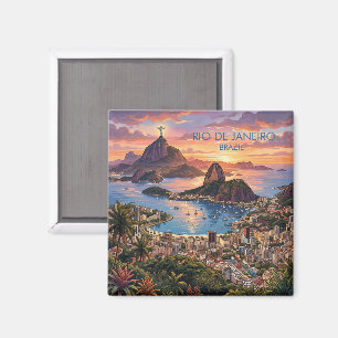 Aimant Rio De Janeiro Brésil Voyage Art Vintage