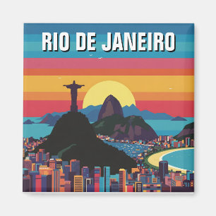 Aimant Rio de Janeiro Christ rédempteur rétro Vintage