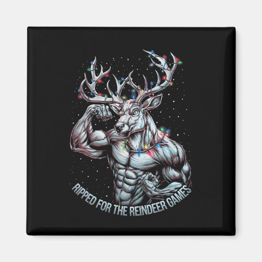 Aimant Ripped For The Games Drôle Christmas Gym Workout R (Devant)