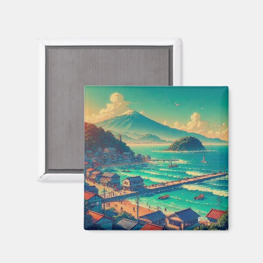 Aimant Rivage serein de Fuji (Recto/Verso)
