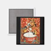 Aimant Riz du Cheval Zodiaque Chinois Hommes (Recto/Verso)
