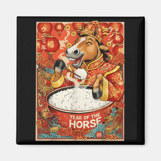 Aimant Riz du Cheval Zodiaque Chinois Hommes (Devant)