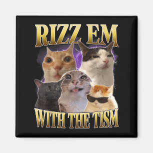 Aimant Rizz Em avec le Tism Vintage Retro 90 drôle de cha