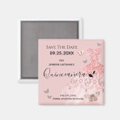 Aimant Robe argentée et rose Quinceanera Enregistrer la d (Recto/Verso)