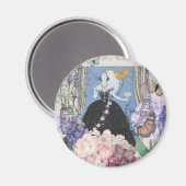 Aimant Robe élégante bleue pour femme, fantaisie florale  (Recto/Verso)