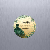 Aimant Robe émeraude verte et or de Quinceanera