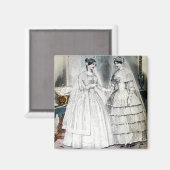 Aimant Robe Mariage victorienne deux femmes (Recto/Verso)