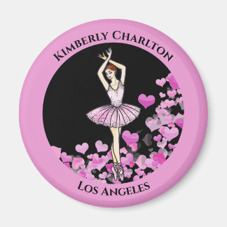 Aimant Robe rose Ballerina avec Coeurs Arrière - plan noi