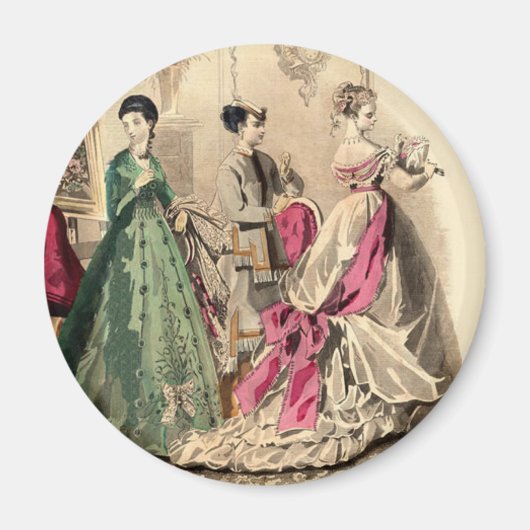 Aimant Robe victorienne avec nœud rose (Devant)