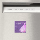 Aimant Robe violette Quinceanera Enregistrer la date Ma (In Situ (Lave-vaisselle))