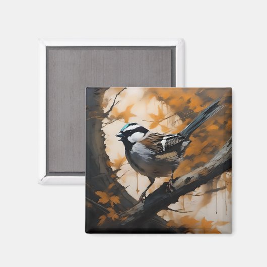 Aimant Robin Dans Une Peinture À Huile D'Arbre, (Recto/Verso)