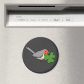 Aimant Robin mignon avec Shamrock en caricature (In Situ (Lave-vaisselle))