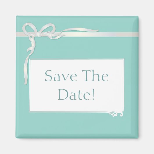 Aimant Robin's Egg Blue Jewelry Box avec ruban blanc (Devant)