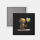Aimant Robot Amour de la Saint-Valentin Incroyable Drôle (Recto/Verso)