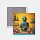Aimant Robot futuriste rétro ROBIA 12J2 Mixologue (Recto/Verso)